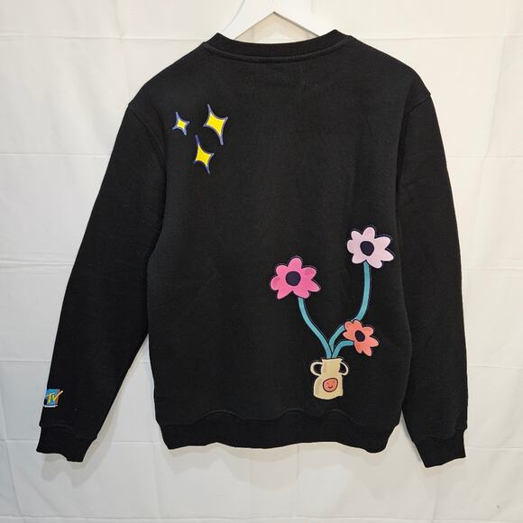 MTV Graphic Floral Retro Crewneck Sweatshirt Black Size Medium - Picture 3 of 6